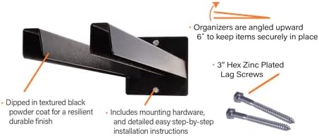 Miniatura 8 de Authentik Herramienta de montaje en la pared para garaje, jardín, césped y patio, gancho de almacenamiento y organización de acero resistente, 20 x