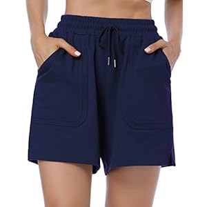 KOJOOIN Korte broek voor dames, korte sportbroek, losse pasvorm, joggingbroek, sweatbroek met zakken, voor joggen, yoga…