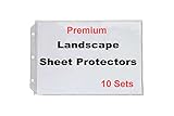 Premium 6mil (Sturdy & Strong) Landscape Sheet Protectors for Standard-Size Paper. Set of 10, Heavy-Duty, Crystal Clear, Horizontal Format for Landscape Binders.