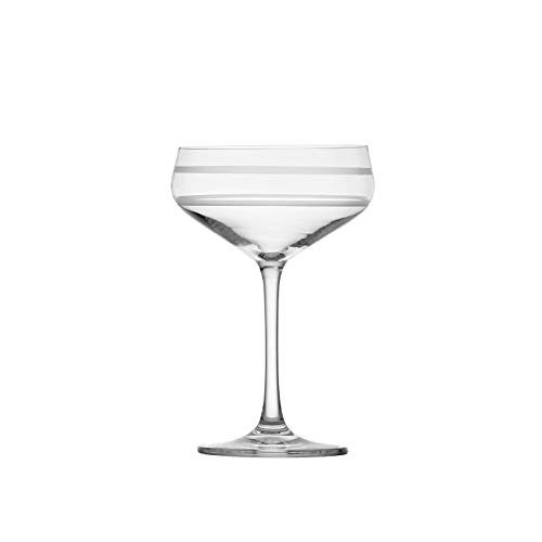 Fortessa Crafthouse Professional Barware by Charles Joly, Schott Zwiesel Tritan Crystal Glass Etched Coupe Cocktail Glass, 8.8 Ounce, Set of 4