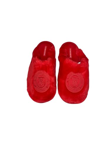 Victoria's Secret Closed Toe Faux Fur Slipper Color Red New