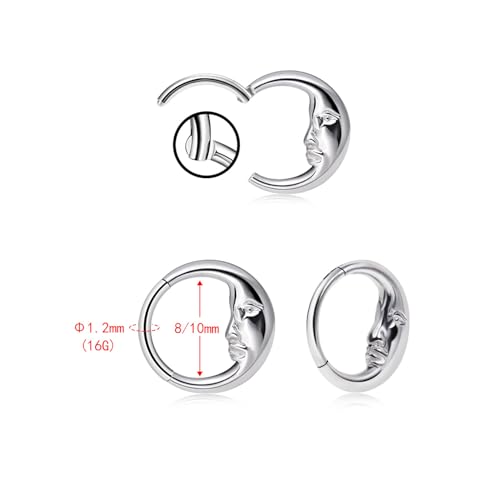 SHOWNICE G23 Titanium Septum Nose Ring Moon Shape Hinged Clicker Dainty Cartilage Helix Daith Earrings Nose Piercing Jewelry4