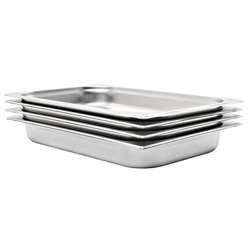NQJIBUE Gastronorm - Recipientes de acero inoxidable GN 1/1, 65 mm, 4 unidades