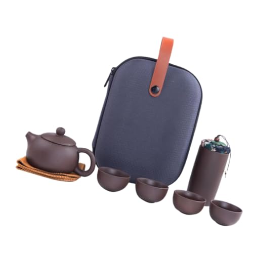 HYTROVE 耐熱紫砂茶器 携帯用ポータブル茶具 フィルター付きティーポット 一壺四杯 旅行や家用に