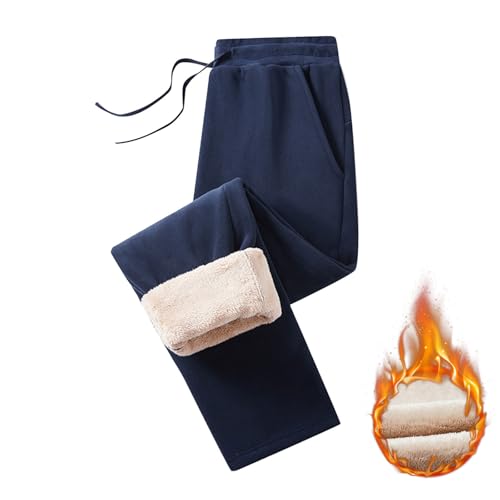 Pantalon de survêtement Y2K homme en polaire thermique et coupe droite confortable pour l'hiver