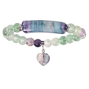 TUMBEELLUWA Healing Stone Bracelet 8mm Beads Chakra Crystal Energy Heart Charm Bracelet Handmade Jewelry for Women