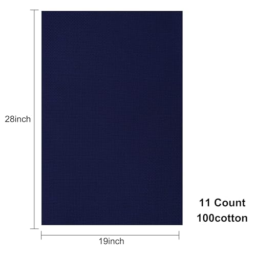 Image of Aida Cloth 11 Count Cross Stitch Fabric,19x28inch (11CT,Navy)