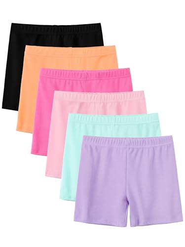 YERIOK 6 Pack Cotton Girls Bike Shorts Girls Shorts Kids Clothes Cartwheel Under Dress Breathable Multi-Color Mixed Color D 5-6Y
