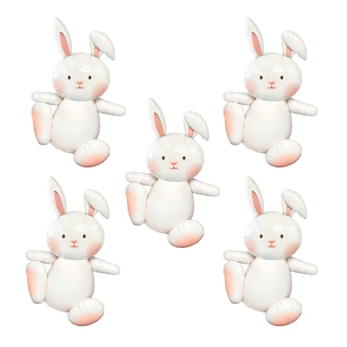 AOBKIAT 30 Extra Large Bunny Balloons for Party Decorations 5PCS Cute Foil Balloons for Rabbit Jungle Farm Theme Birthday Baby Shower Graduation.Nursery Room &Class Decor