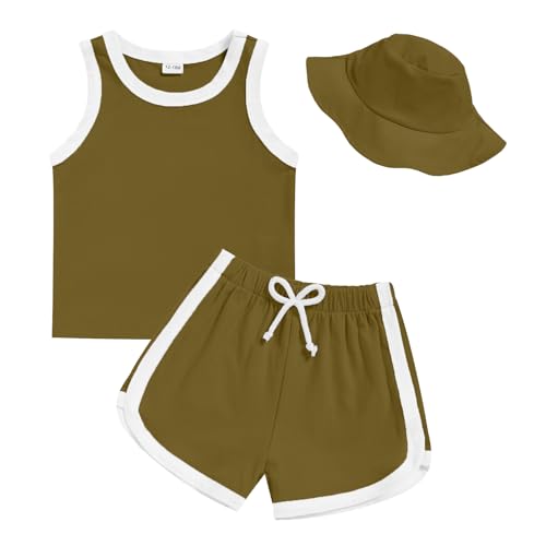 GRNSHTS �c�� �j�̎q ���̎q 3�s�[�X �T�}�[�E�F�A - �m�[�X���[�u�^���N�A�h���t�B���V���[�c&�o�P�b�g�n�b�g�Z�b�g �r�[�`�v���C�E�F�A�p, �I���[�u�O���[��, 18-24 Months