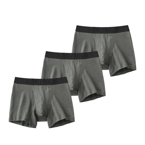 [ボディワイルド] ボクサーブリーフ ボクサーパンツ STANDARD オーガニックコットン 綿混 メンズ チャコールグレー (× 3)
