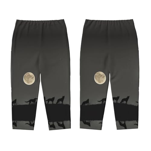 Pajama Pants Pajama Bottoms with Elastic Waistband Sleepwear Lounge Pants, Wolf Under Moon3