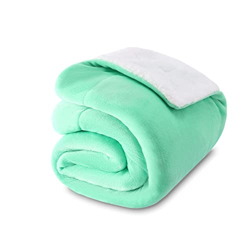 Image of NANPIPER Baby Sherpa Blanket,Warm Toddler Throw Blanket,Soft Newborn Fleece Blanket for Winter (Neo-Mint Green,30x40 inches)