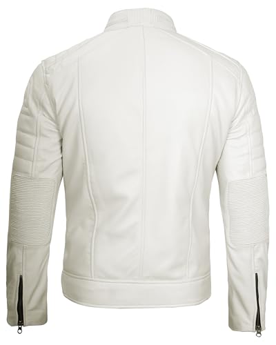 Image of Blingsoul Men's Leather Jacket - Real Lambskin Motorcycle Cafe Racer Biker Style Jacket