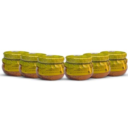 Schweinefüße 610gr (6 Stück). Familiäres, hausgemachtes und handwerkliches Rezept. Schweinefüße in Steinpilzsoße. Originelles Geschenk für alle. 100% Spanien. Geschmorte Schweinefüße.