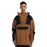GSOU SNOW Uomo Donna Giacca da Sci Baggy Giacca da Snowboard Larghi Giacca da Neve Oversize - Multitasche Impermeabile Antivento Traspirante Caldo con Cappuccio
