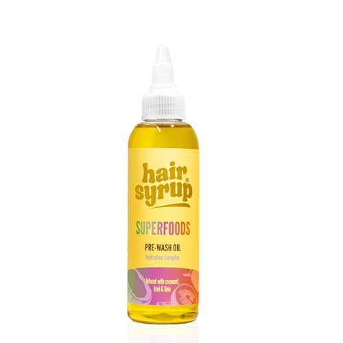 Hair Syrup | Superfoods Pre-Wash Hair Oil | Enriched with Coconut Kiwi & Line | For Damaged Dehydrated Hair Needing TLC | 12 Nutrient-Rich Ingredients | Vegan | 100% Natural | 100ml