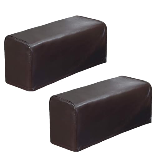 HAPYLY - Juego de 2 fundas de piel sintética para reposabrazos de sofá, antideslizantes, impermeables, para sillones reclinables