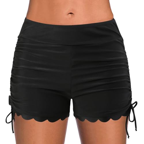 Femme Grandes Tailles Cycliste de Bain à séchage Rapide Short de Bain Femme Long Maillot de Bain Femme Shorty Noir Bas de Bikini Short Boxer Taille Haute...