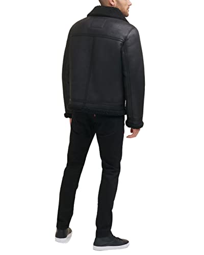 Levi's Men's Faux Shearling Rancher Aviator Jacket, Black, Medium2