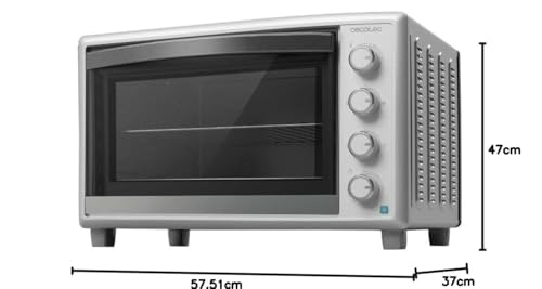 Cecotec Four à Convection de Table de 60 Litres Bake&Toast 6090 White Gyro. 2200 W, Éclairage Intérieur, 12 Fonctions, Température jusqu'à 230º, Porte à Double Vitrage, Inclus Rôtissoire Tournante