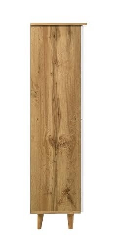 Image of DeckUp Trove 4-Door Engineered Wood Shoe Rack (Wotan Oak & White, Matte Finish)
