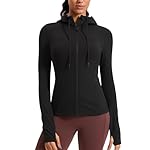 CRZ YOGA Butterluxe Hooded Athletic Jackets for Women - Full Zip Track Casual Tops with Thumb Holes Pockets