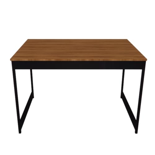 Mesa Sala De Estar E Jantar Estilo Industrial Madeira Pés De Aço Wild Camaleão (Nogal)