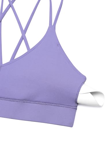 Image of CRZ YOGA Butterluxe V Neck Strappy Sports Bras | Light Support, Removable Pads, Yoga, Extremely Soft, Criss Cross Back, Spaghetti Straps, for Women