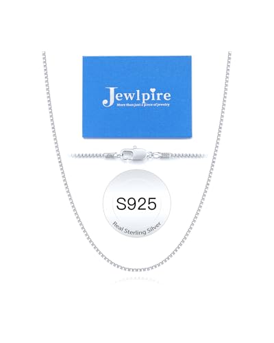 Jewlpire Italian 14K Gold Over 925 Sterling Silver Chain Necklace for Women, 1.1mm 1.3mm Box Chain Sturdy & Shiny Women's Chain Necklaces 14 16 18 20 22 24 26 Inch