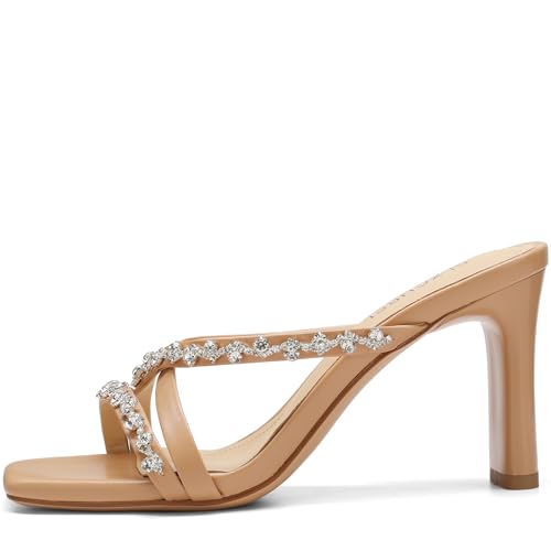 SLXCHBSL Women's Rhinestone Slingback Heeled Sandals Square Open Toe Strappy Sparkling Sandals 3.2 Inch Chunky Block High Heels for Party Wedding Casual or Daily Wear by SLXCHBSL - Used condition - Image 4
