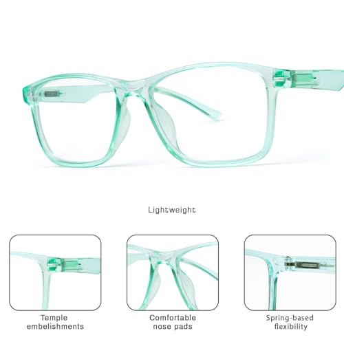 Image of UV Protection Glasses Blue Cut Blocking Harmful Rays Glasses for Men & Women Zero Power Computer Specs Eye Protection Lightweight Frame with Case & Cleaning Cloth