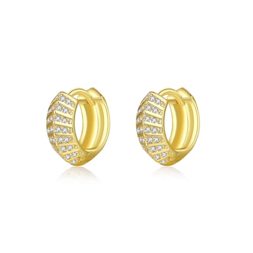 14K Gold Chunky Huggie, Moissanite Hoop Earrings, Minimalist Earrings for Everyday Wear