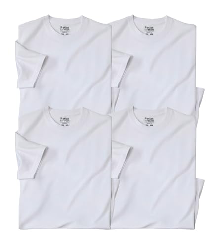ATLAS FOR MEN - ATLAS FOR MEN Lot de 4 t-shirts à manches courtes pour homme, disponibles en grandes tailles, du M au 5XL, blanc, XL