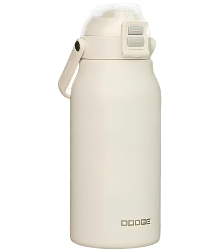 Insulated Water Bottle 1.7L, 316 Insulated Thermal Bottle, Dual-use Lid Stainless Steel Water Bottle with Handle, Thermal Large Flask Leakproof Keep Cold Drinks Bottles for Sports Gym Women Men(White)