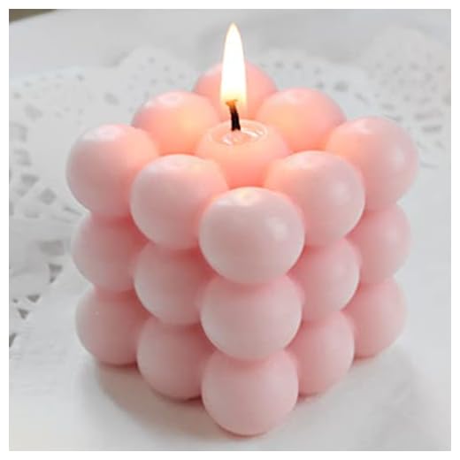 Pink 2PCS Bubble Candle Pink Aromatherapy Candle Shaped Candles Handmade Cube Candle Rose Scented Candle Trendy Room Decor Soy Candles Fun Candles for Girls Room Decor Aesthetic