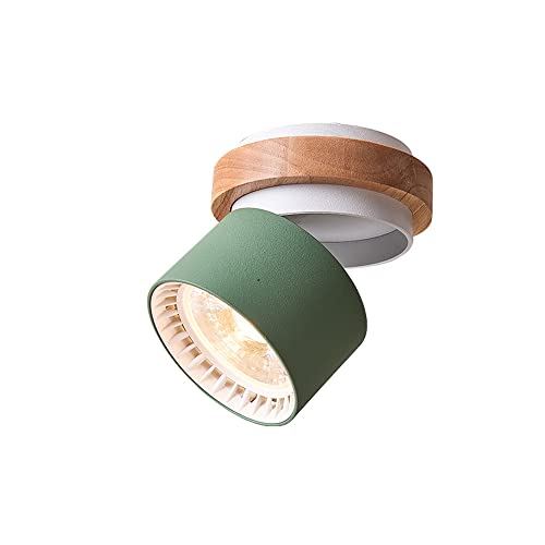Aioneer Foco De Techo Led Nórdico De Superficie De Madera, Iluminación Decorativa para Interiores, Lámpara De Madera Ajustable, Focos Direccionales para Galerías, Pasillos Y Sala-Wooden