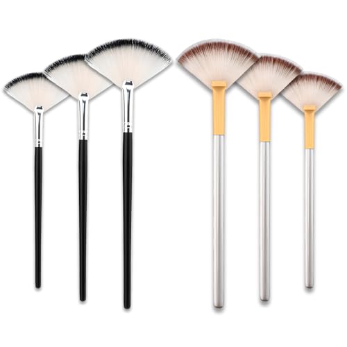 6-Piece Facial Fan Brush Set, Soft Face Mask Applicator for Makeup and Skin Care, Dual-Color