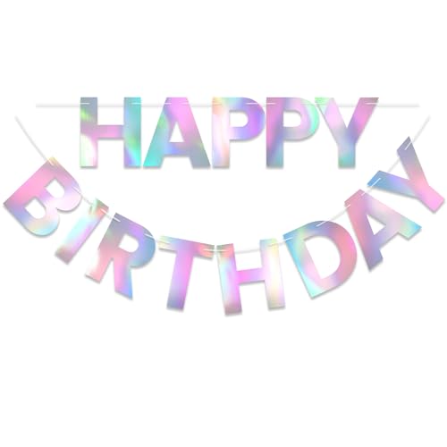 Image of Pre-Strung Happy Birthday Banner - Iridescent Party Decorations