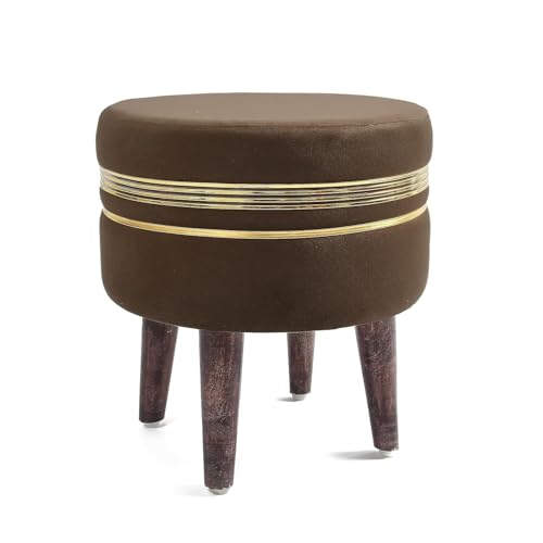 Image of NACIA Wooden Ottoman Stool for Living Room, Ottoman pouffes for Sitting, Puffy Chair Bench for Home Decor, Stools & Ottoman, Footrest Pouf Foot Stool for Office Room Decor, (16 inchx16 inchx17 inch, Coffee)