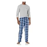 Beverly Hills Polo Club mens Beverly Hills Polo Polar Fleece W/Thermal Top Pajama Set, Grey Top With Blu/Blk Pants, Large US (MBL707AM)