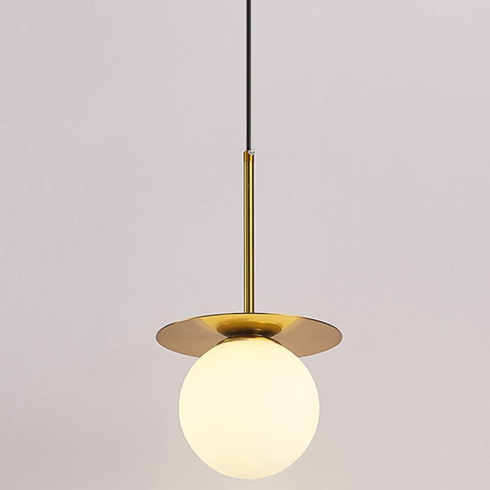 Silted Gold European Globe Glass Bedside Pendant Lamp For Bedroom, Hanging Lights For Kitchen,Adjustable Length Pendant Light Fixture Present