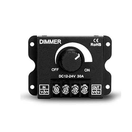 LED Dimmer Switch for LED Lights, Dimmer Switch Knob, DC12V-24V 30A PWM Dimming Controller for Adjust Brightness ON/Off Switch with Aluminum Housing