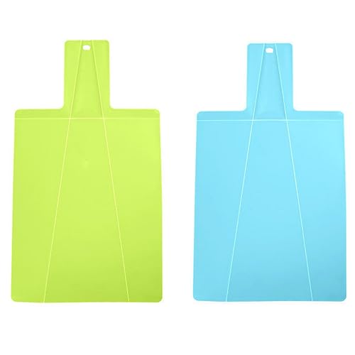 LATRAT Tagliere in plastica con manico Tagliere pieghevole, superficie antiscivolo, lavabile in lavastoviglie, 38,1 x 20,3 cm (set da 2 pezzi, colore casuale)