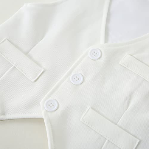 Image of DISAUR Baby Boy Clothes Toddler Boy Outfits 4PCS Gentleman Dress Romper /Vest /Pants /Bow Tie Cotton Suit Sets