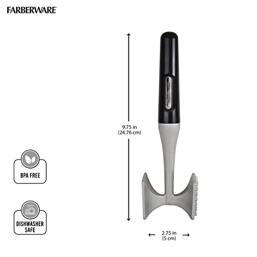 Farberware Professional Dual-Sided Rigid and Texture Stainless Steel Meat Tenderizer with Comfort Grip Handle, Great for Pounding Meat, Shellfish, Nuts, Dishwasher Safe, Black - image 4