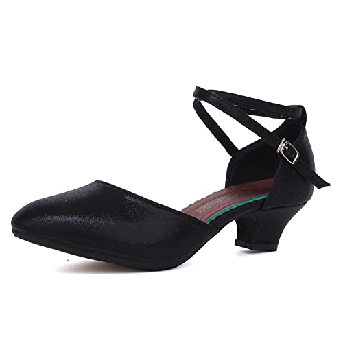 SWDZM Closed Toe Latin Ballroom Dance Shoes Women Salsa Bachata Dance Shoes Low Heel