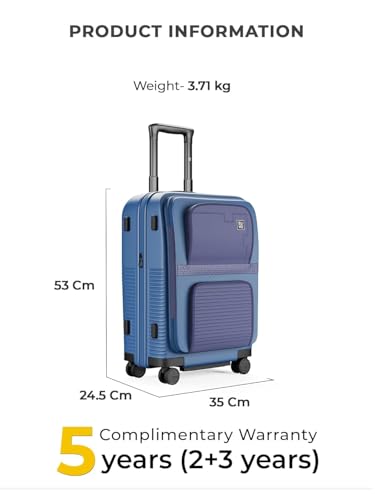 Image of EUME Aerotop Cabin 50L + Trunk Medium 66-74cm Check-in Luggage Set of 2| Expandable Polycarbonate Suitcases | SilentRun Spinner Wheels | TSA Lock | Blue