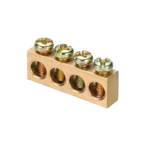 QUARKZMAN 1 Pcs Barra De Puesta A Tierra Terminal De Barra Colectora De Puesta A Tierra Latón 4 Posiciones Bloques De Puesta A Tierra Para Caja Eléctrica