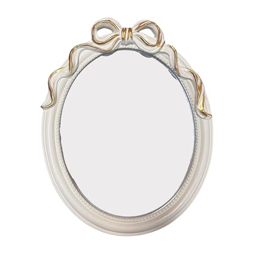 Espejo de maquillaje ovalado retro de 13x10 pulgadas